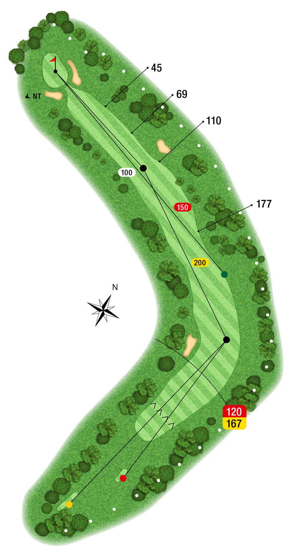 Karte und Anlagenprofil der Golfbahn 01 auf der Golfanlage Allgäuer Golf- und Landclub e.V. Ottobeuren